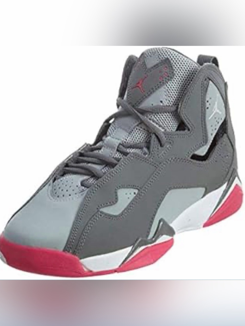 Nike Jordan True Flight Big Kid’s Size 7.5Y Grey and Red High-Top Sneaker